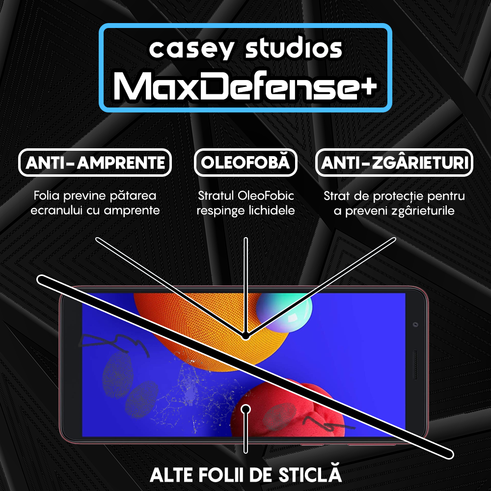 Folie Sticla MaxDefense+ - Samsung Galaxy M01 - Negru