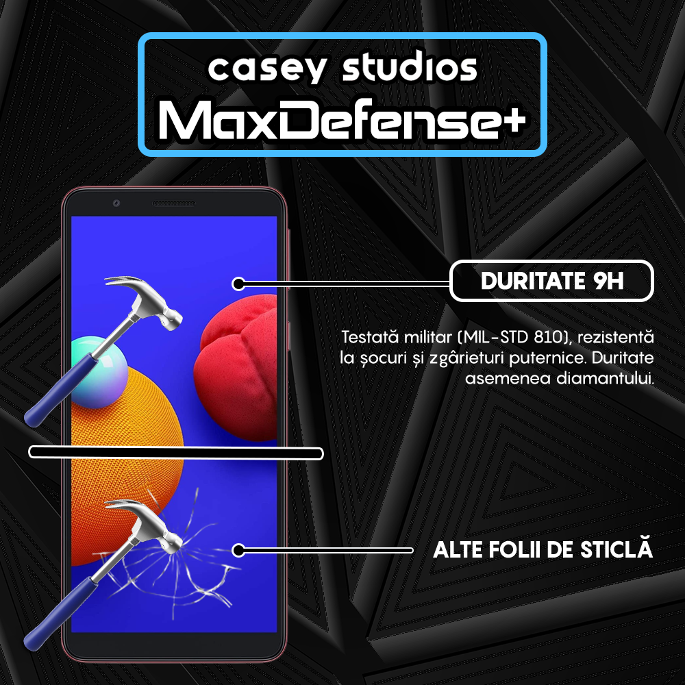Folie Sticla MaxDefense+ - Samsung Galaxy M01 - Negru