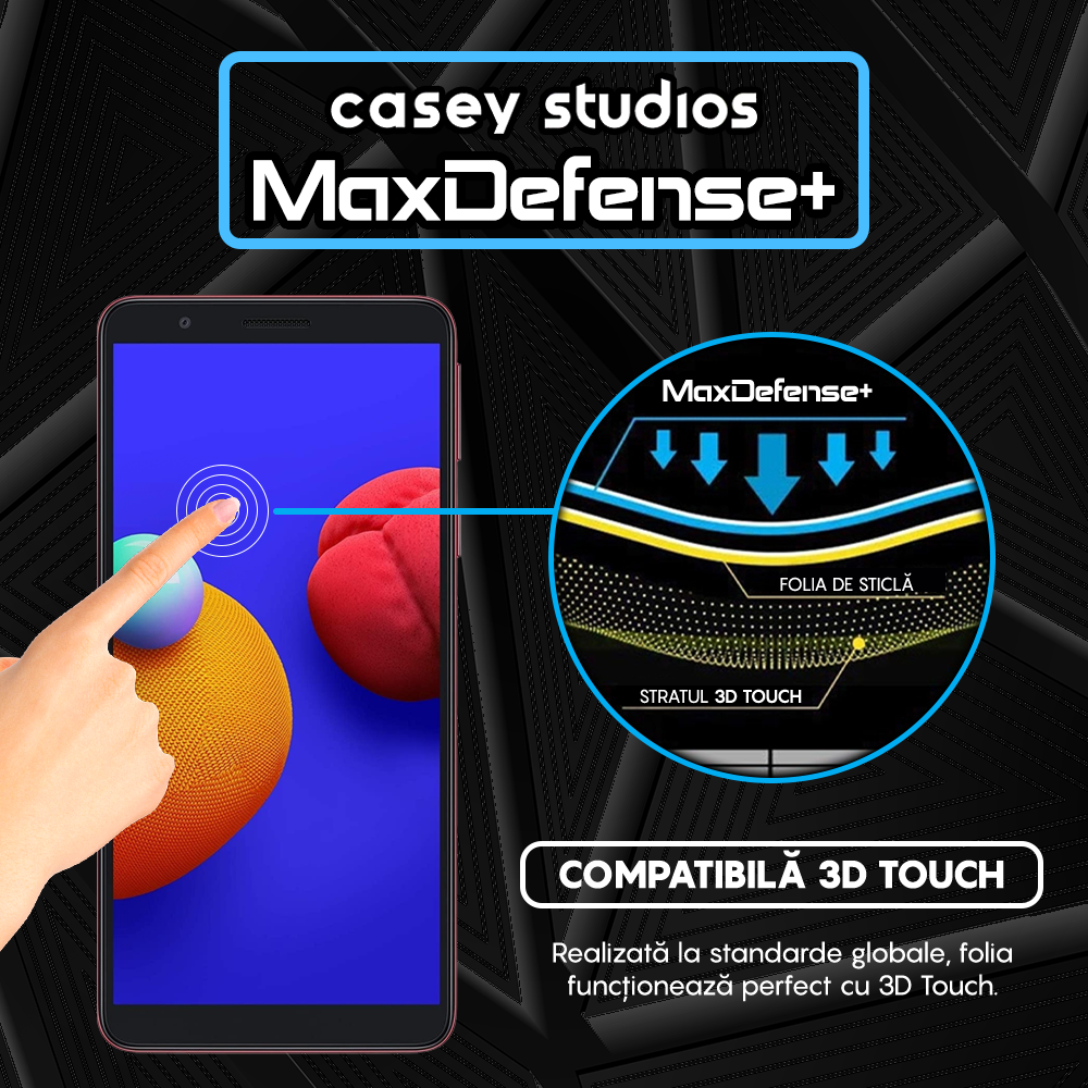 Folie Sticla MaxDefense+ - Samsung Galaxy M01 - Negru