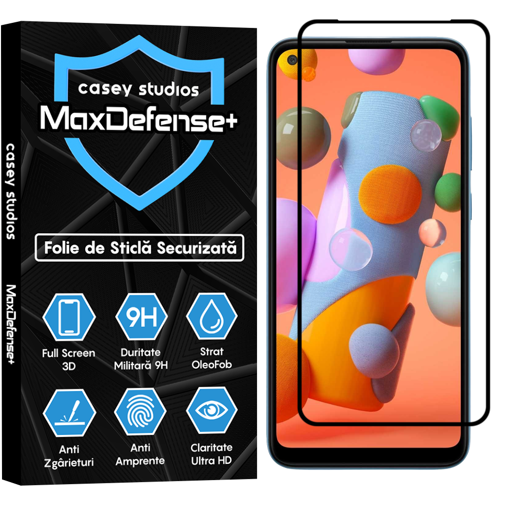 Folie Sticla MaxDefense+ - Samsung Galaxy M11/A11 - Negru