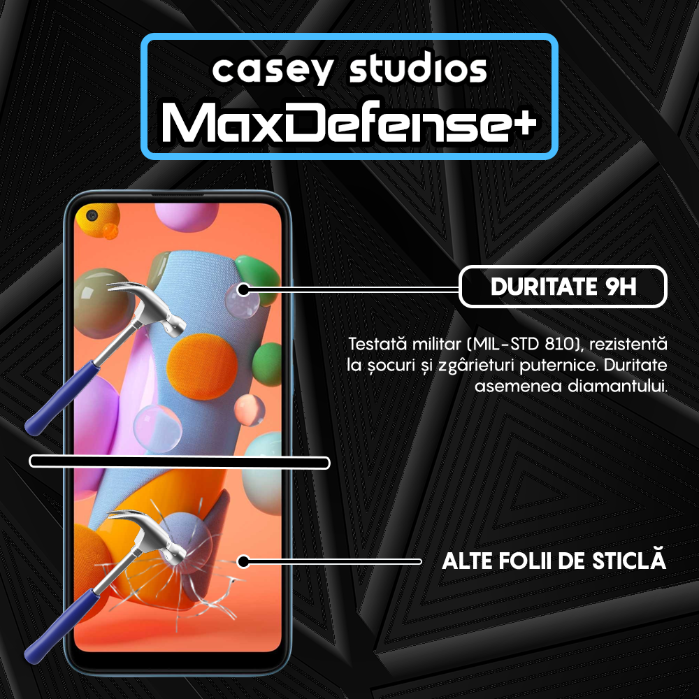 Folie Sticla MaxDefense+ - Samsung Galaxy M11/A11 - Negru