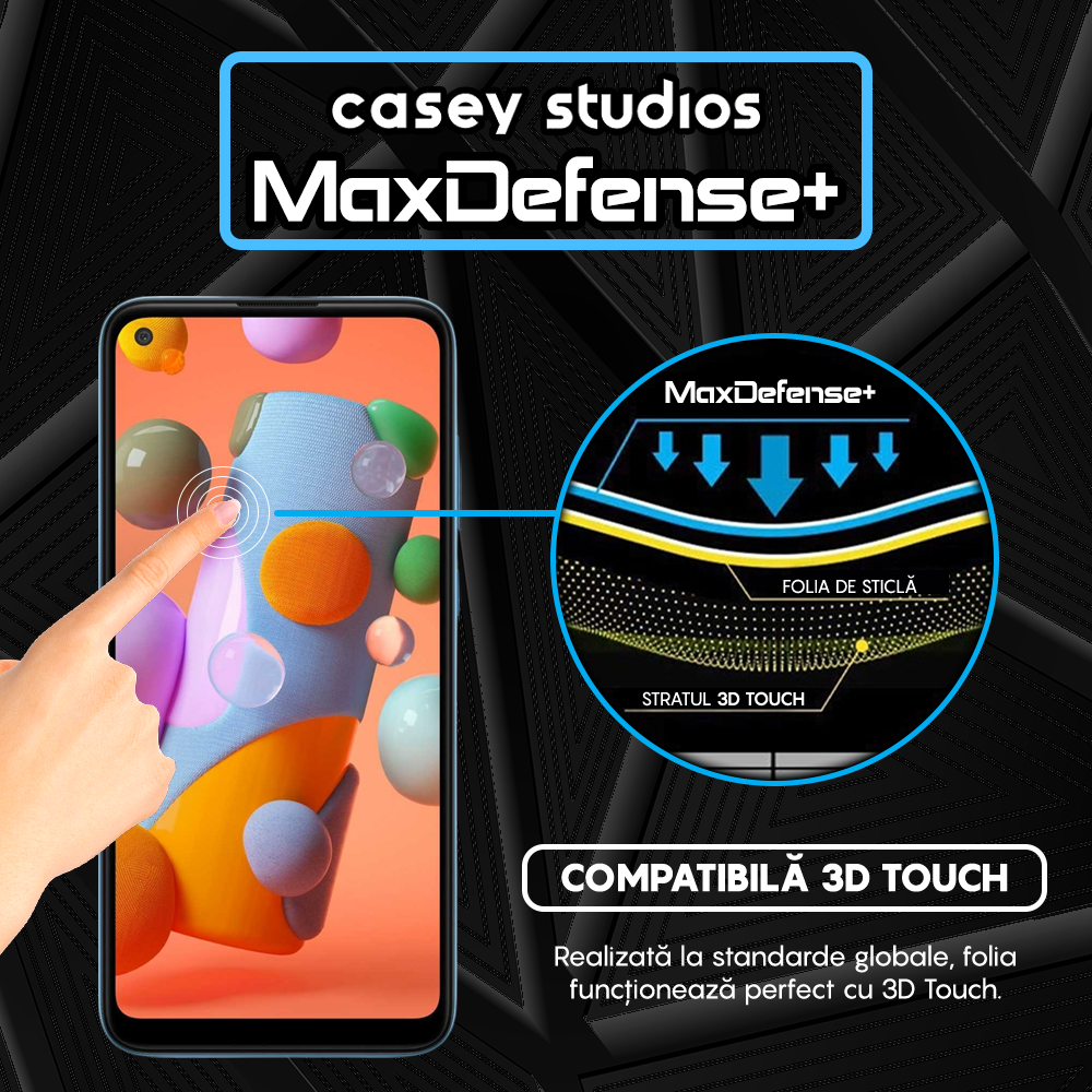 Folie Sticla MaxDefense+ - Samsung Galaxy M11/A11 - Negru