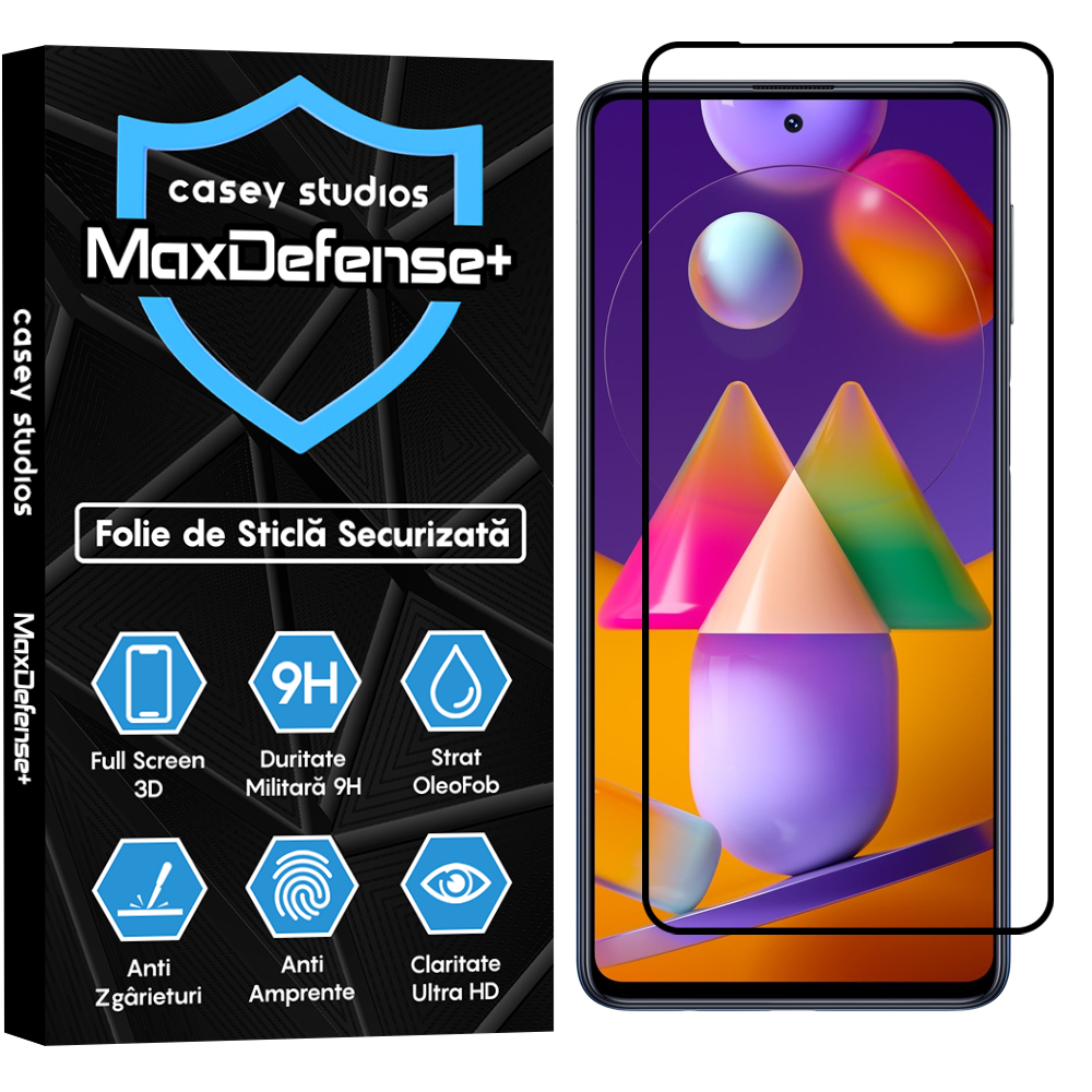 Folie Sticla MaxDefense+ - Samsung Galaxy M31S - Negru
