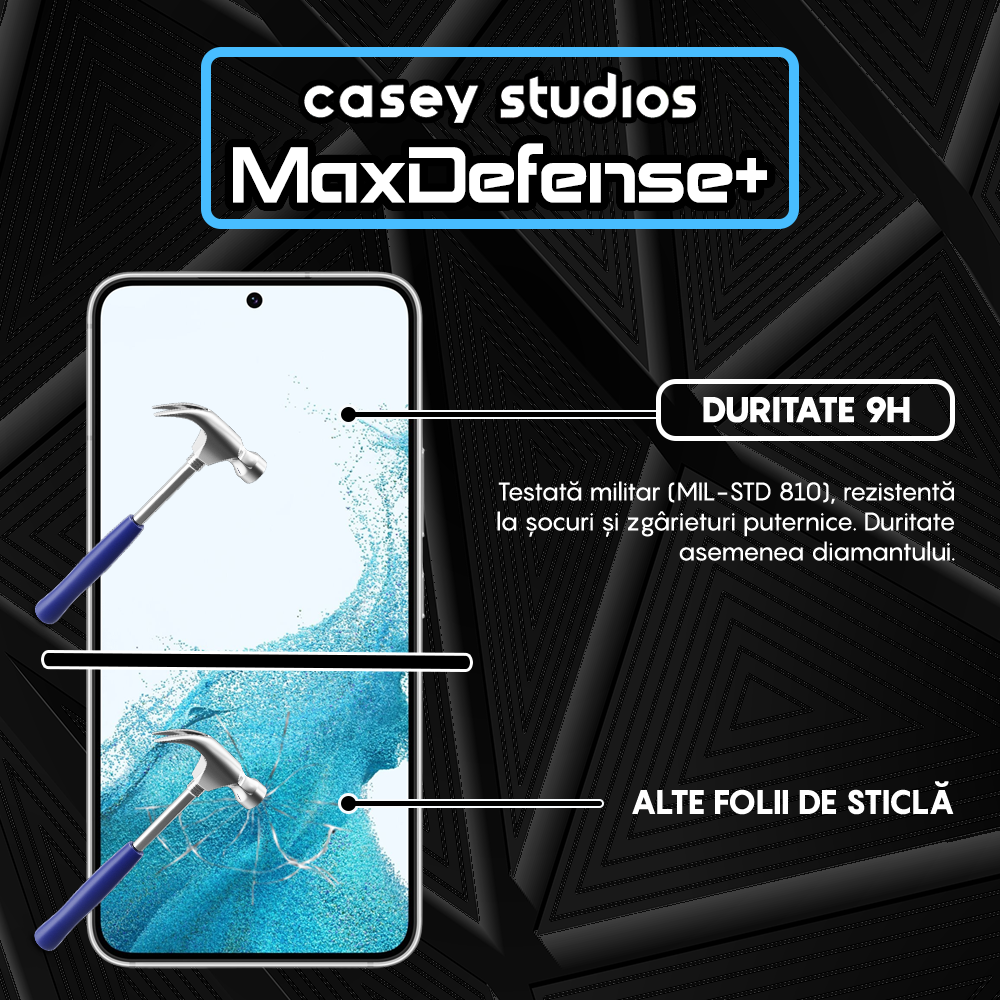 Folie Sticla MaxDefense+ - Samsung Galaxy M52 5G - Negru