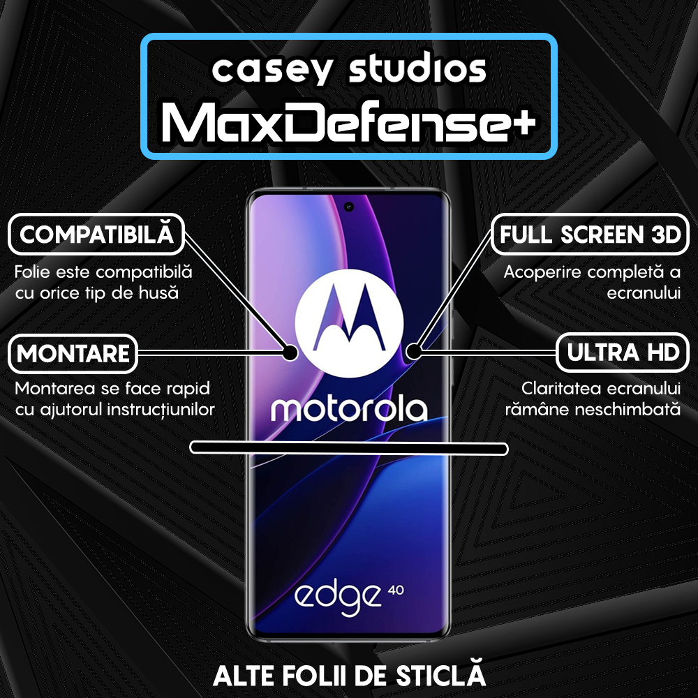 Folie Sticla MaxDefense+ - Motorola Edge 2023 - Negru