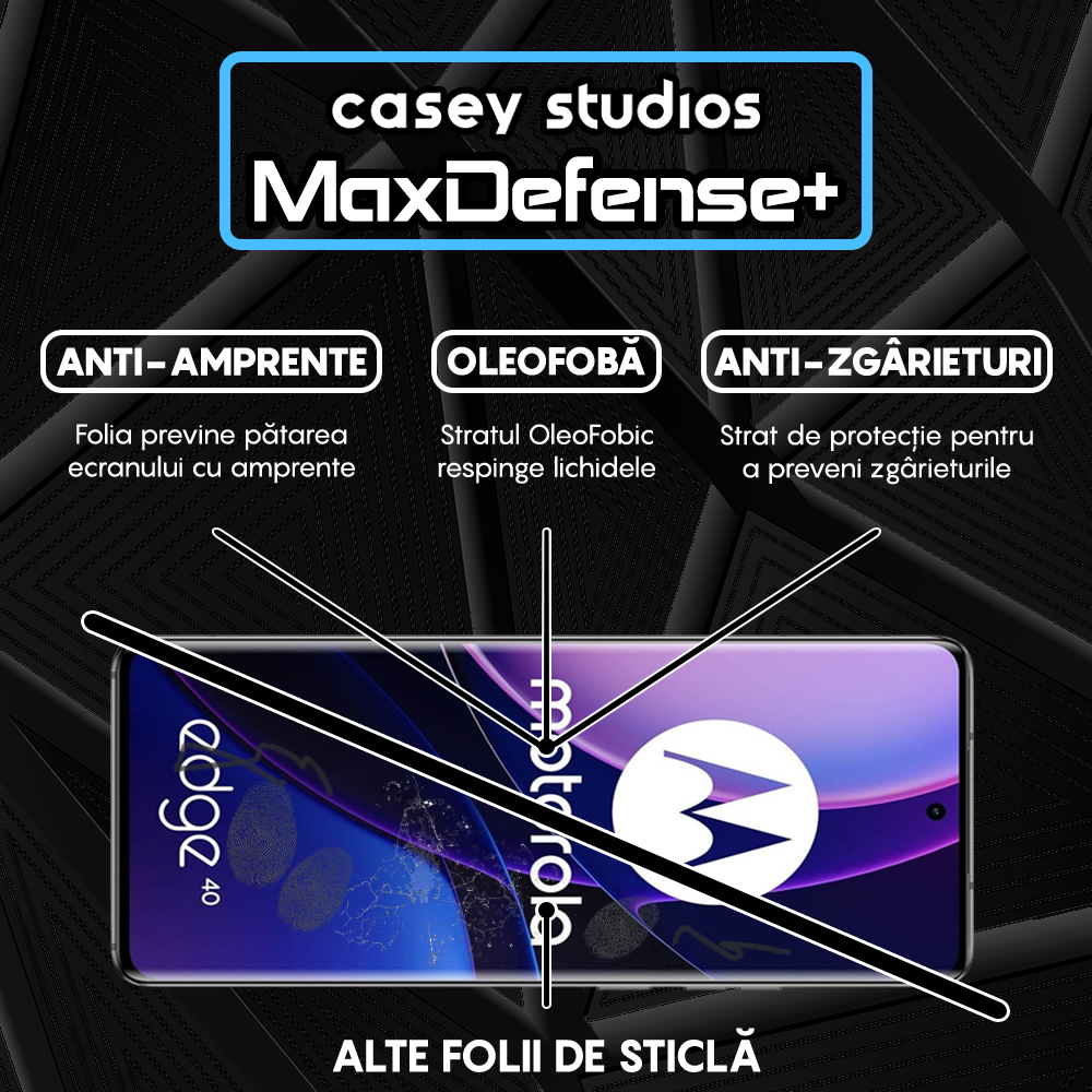 Folie Sticla MaxDefense+ - Motorola Edge 2023 - Negru