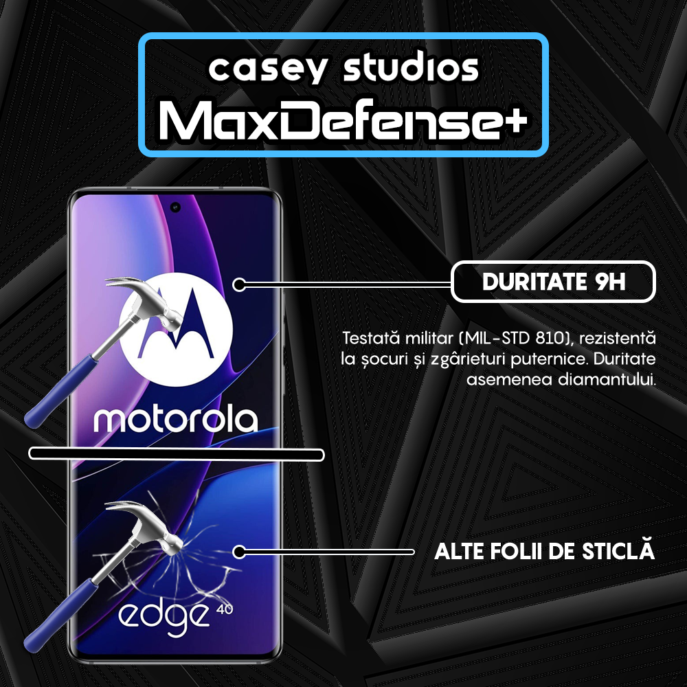 Folie Sticla MaxDefense+ - Motorola Edge 2023 - Negru