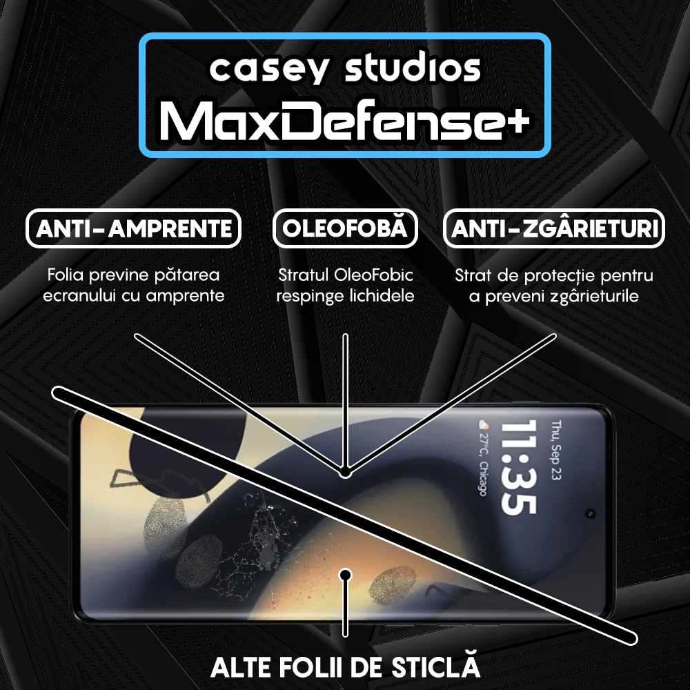 Folie Sticla MaxDefense+ - Motorola Edge 2024 - Negru