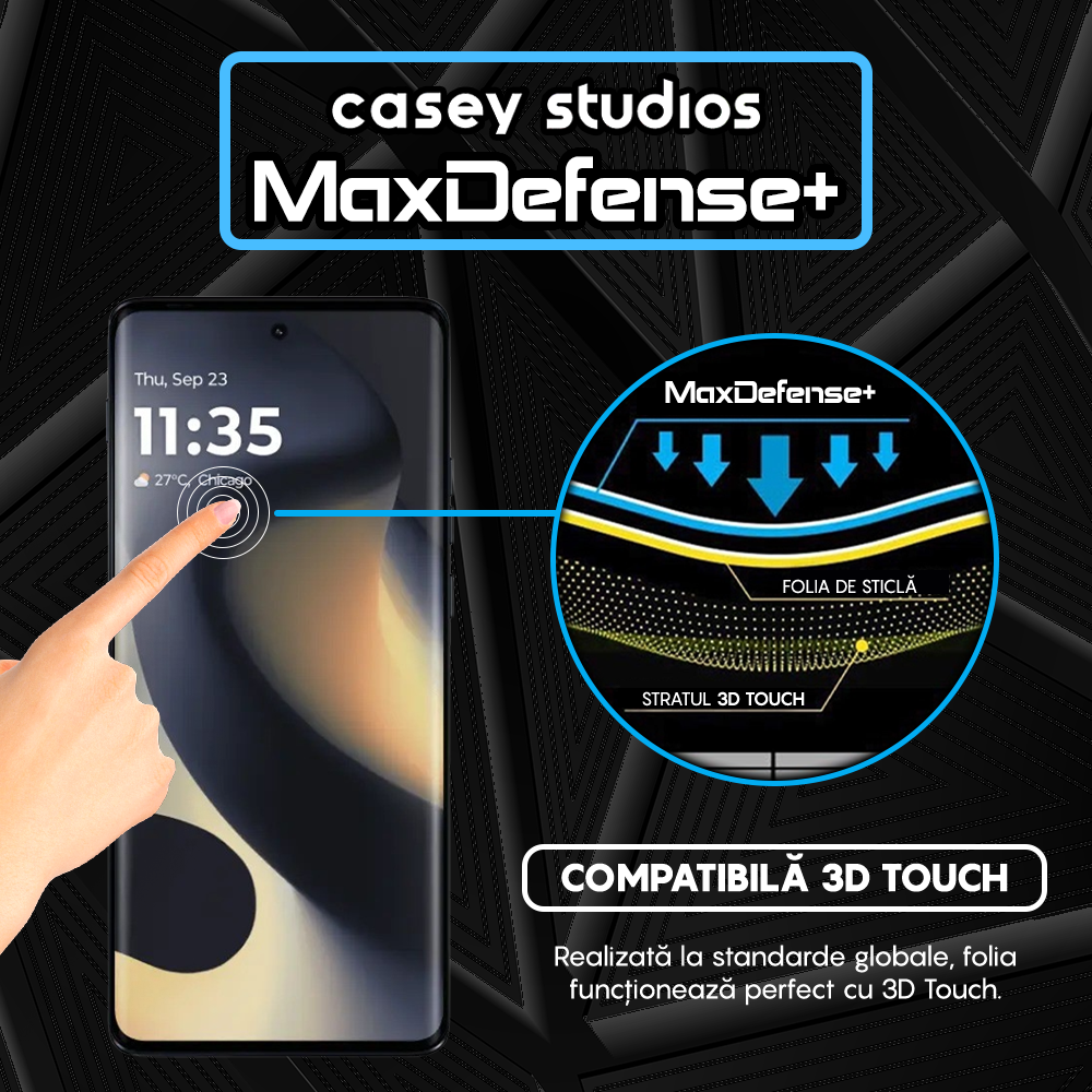 Folie Sticla MaxDefense+ - Motorola Edge 2024 - Negru