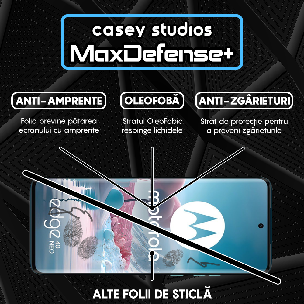 Folie Sticla MaxDefense+ - Motorola Edge 40/Edge 40 Neo - Negru