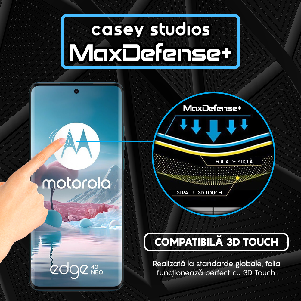 Folie Sticla MaxDefense+ - Motorola Edge 40/Edge 40 Neo - Negru