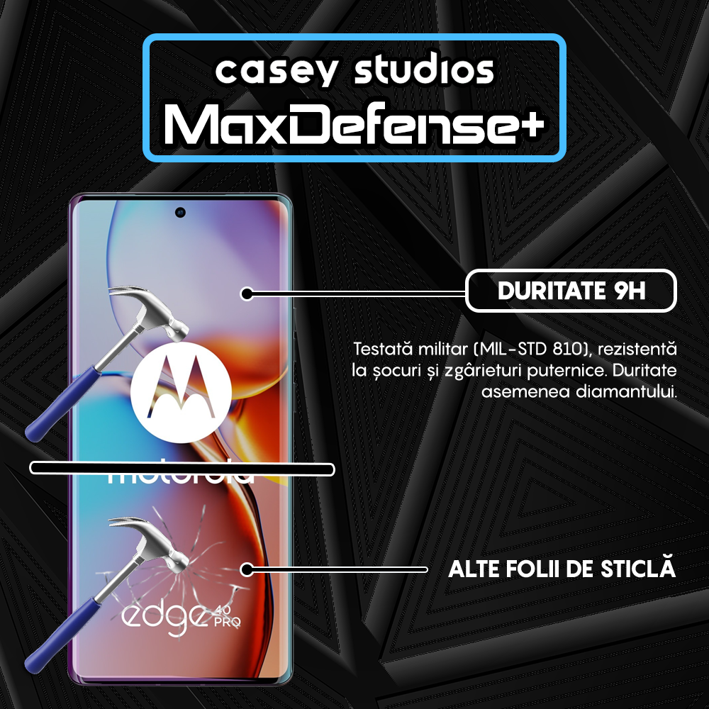 Folie Sticla MaxDefense+ - Motorola Edge 40 Pro - Negru