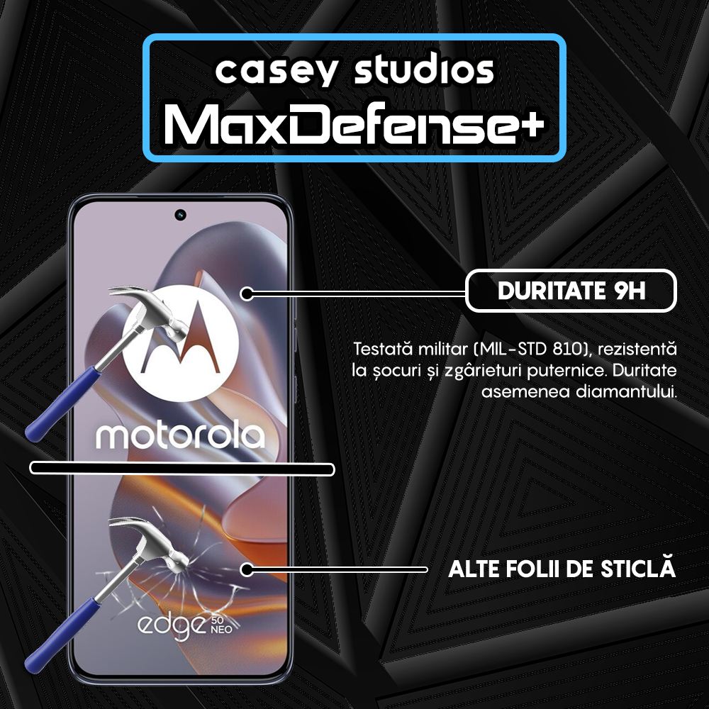 Folie Sticla MaxDefense+ - Motorola Edge 50 Neo - Negru