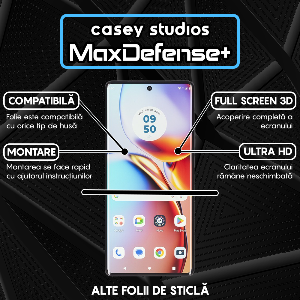 Folie Sticla MaxDefense+ - Motorola Edge Plus 2023 - Negru