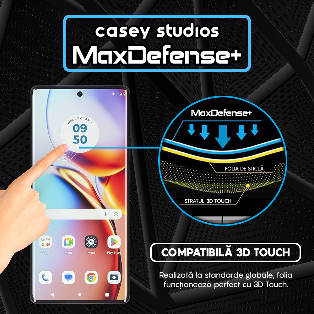 Folie Sticla MaxDefense+ - Motorola Edge Plus 2023 - Negru