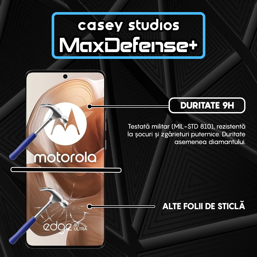 Folie Sticla MaxDefense+ - Motorola Edge 50 Ultra - Negru