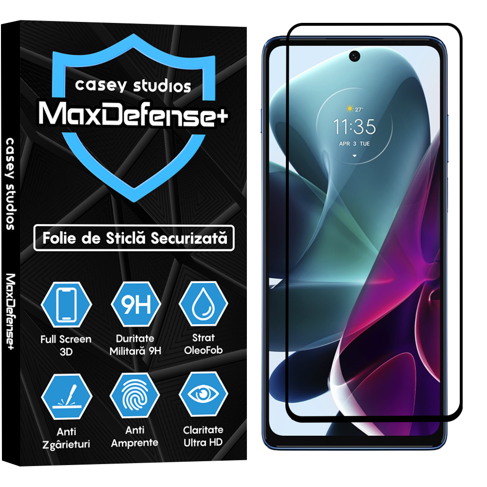 Folie Sticla MaxDefense+ - Motorola Moto G200 5G - Negru