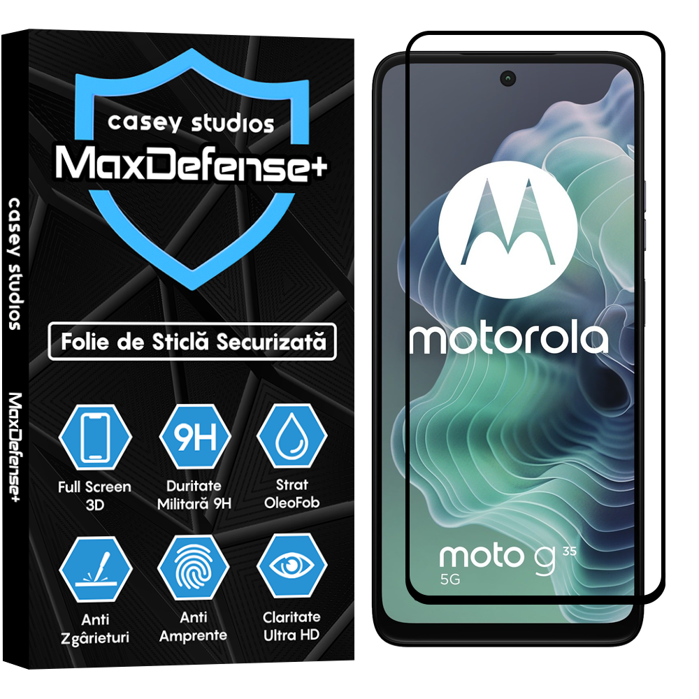 Folie Sticla MaxDefense+ - Motorola Moto G35 - Negru