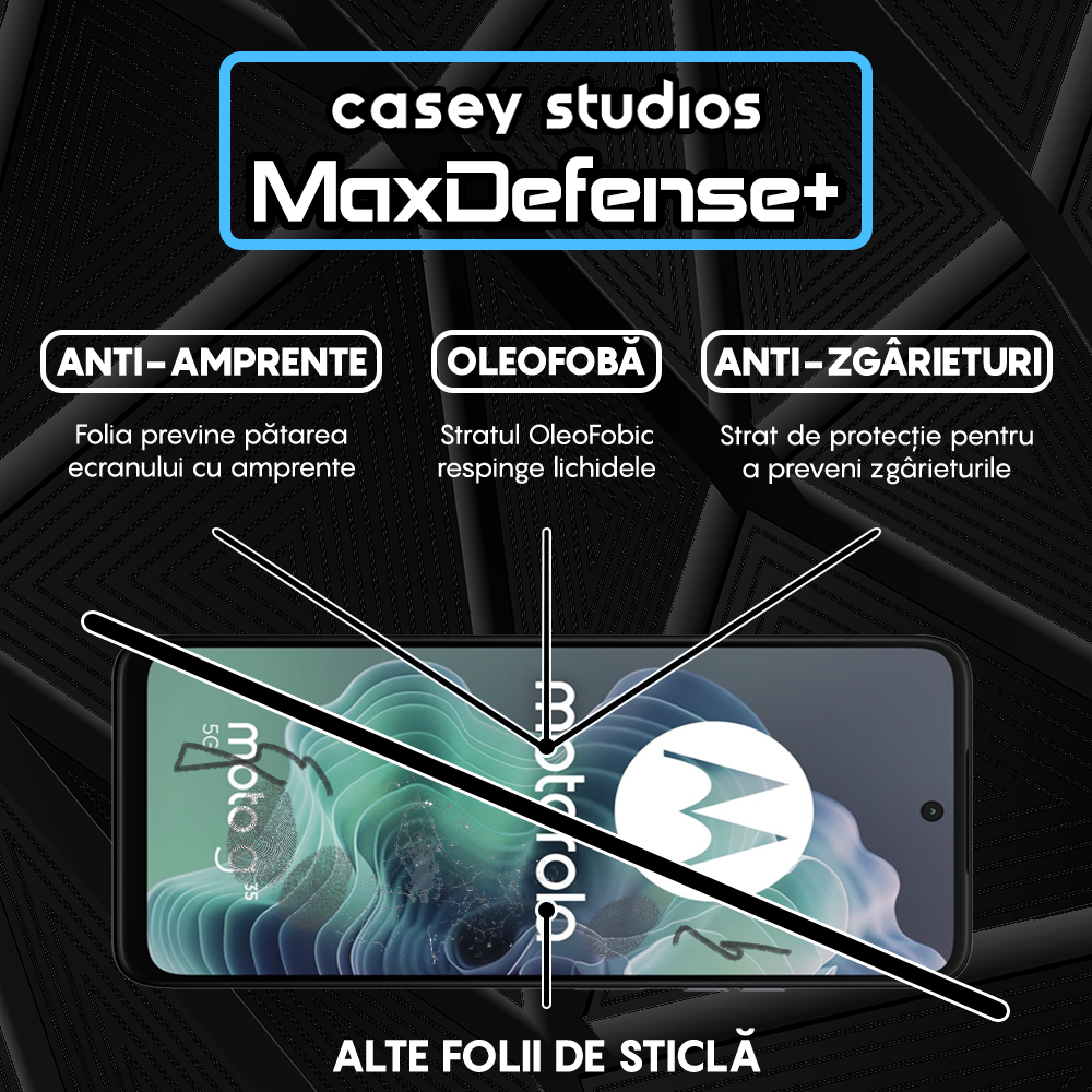 Folie Sticla MaxDefense+ - Motorola Moto G35 - Negru