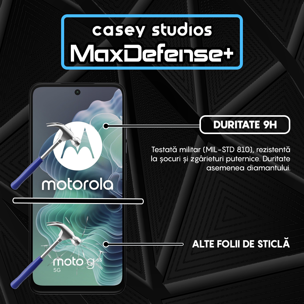 Folie Sticla MaxDefense+ - Motorola Moto G35 - Negru