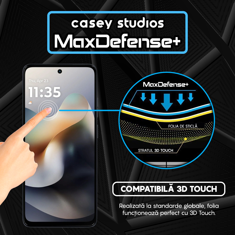 Folie Sticla MaxDefense+ - Motorola Moto G56 5G - Negru