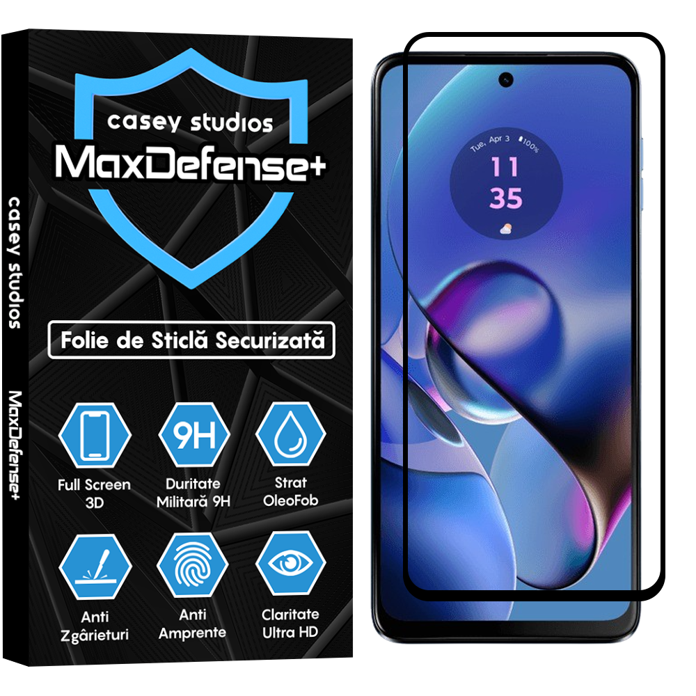Folie Sticla MaxDefense+ - Motorola Moto G64 - Negru