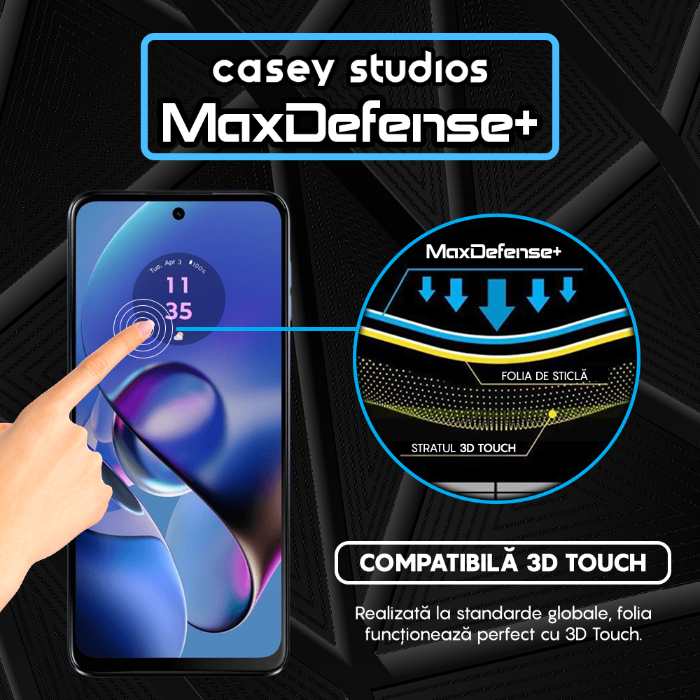 Folie Sticla MaxDefense+ - Motorola Moto G64 - Negru