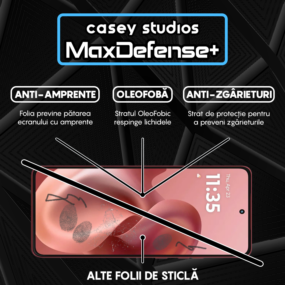 Folie Sticla MaxDefense+ - Motorola Moto G86 5G - Negru