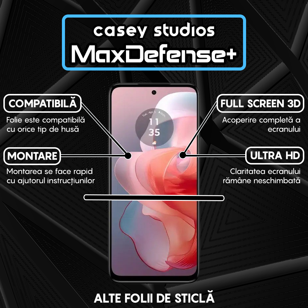 Folie Sticla MaxDefense+ - Motorola Moto G Power 2024 - Negru