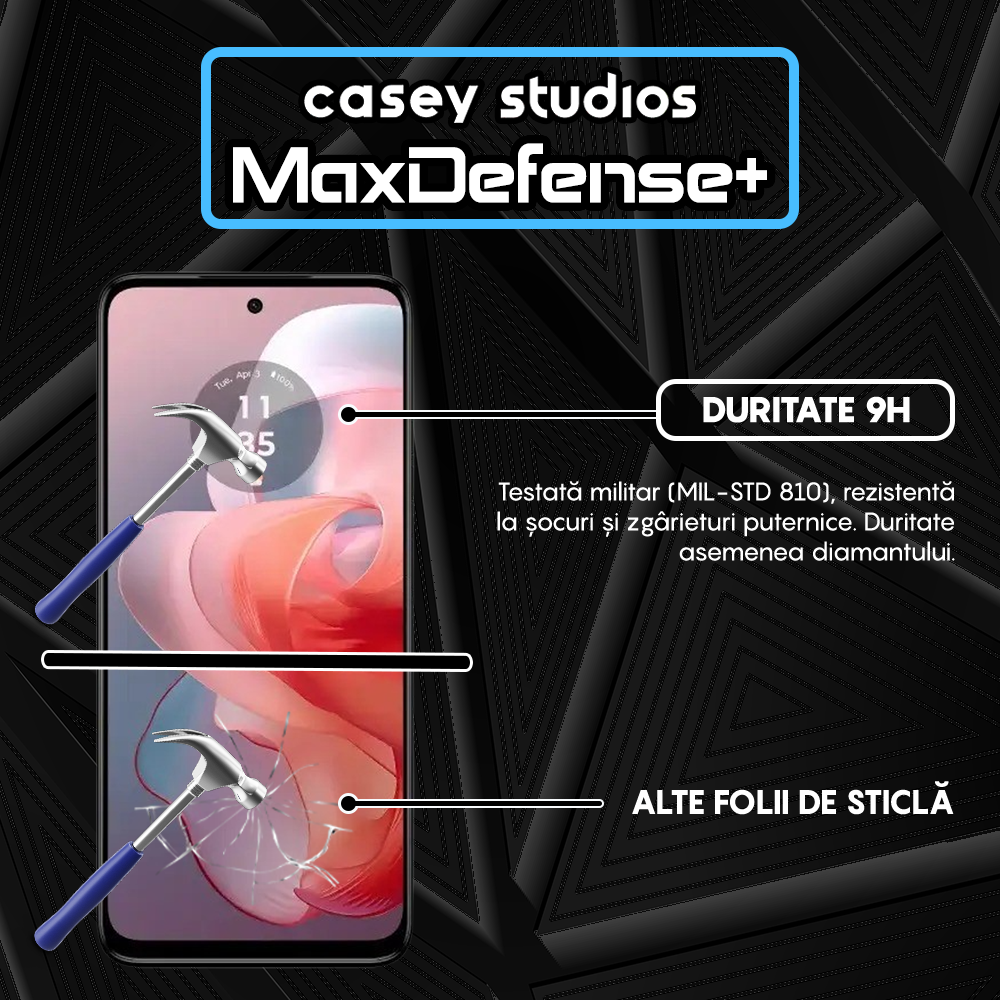 Folie Sticla MaxDefense+ - Motorola Moto G Power 2024 - Negru