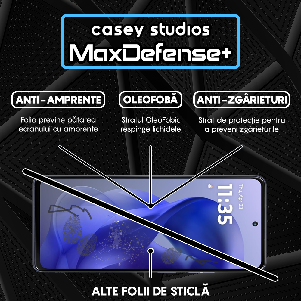 Folie Sticla MaxDefense+ - Motorola Moto G Power (2025) - Negru