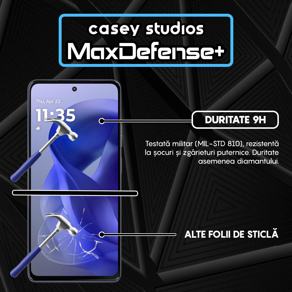 Folie Sticla MaxDefense+ - Motorola Moto G Power (2025) - Negru