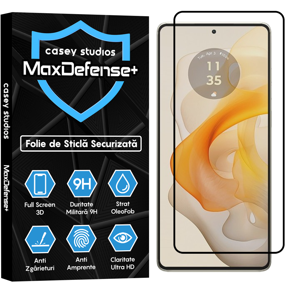 Folie Sticla MaxDefense+ - Motorola Moto G Stylus 5G 2024 - Negru
