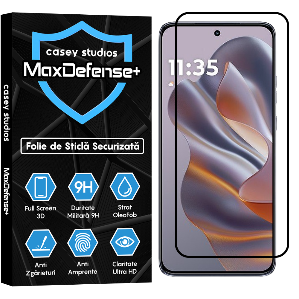 Folie Sticla MaxDefense+ - Motorola Moto S50 - Negru