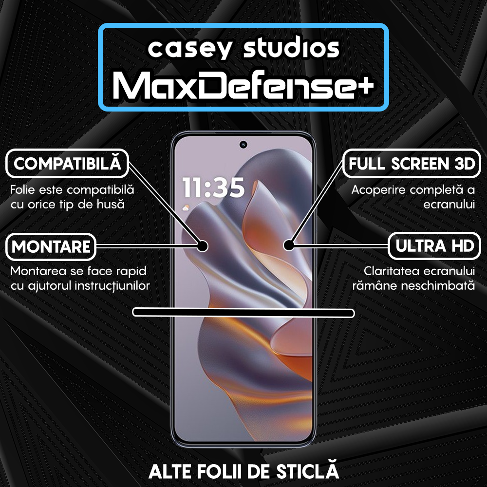 Folie Sticla MaxDefense+ - Motorola Moto S50 - Negru