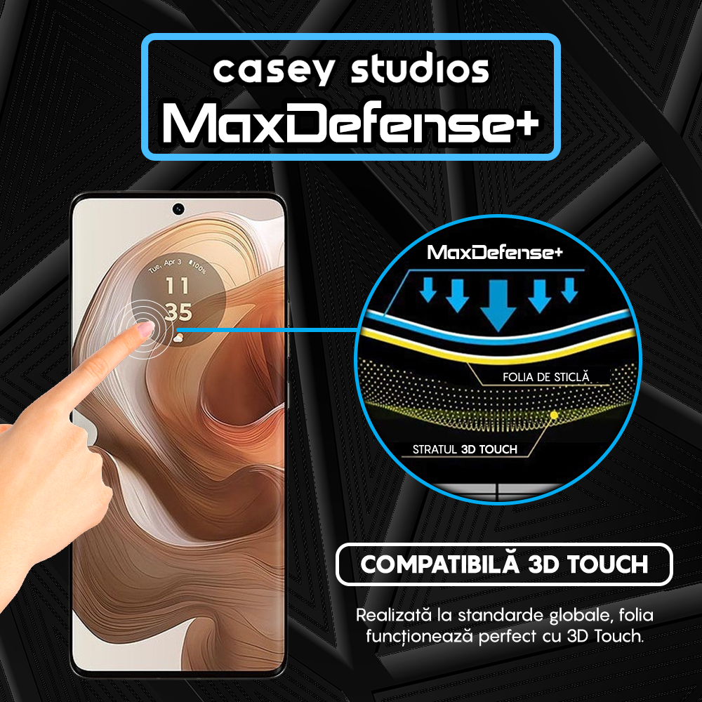 Folie Sticla MaxDefense+ - Motorola Moto X50 Ultra - Negru
