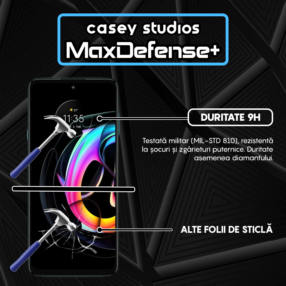 Folie Sticla MaxDefense+ - Motorola Moto Edge 20 Pro - Negru
