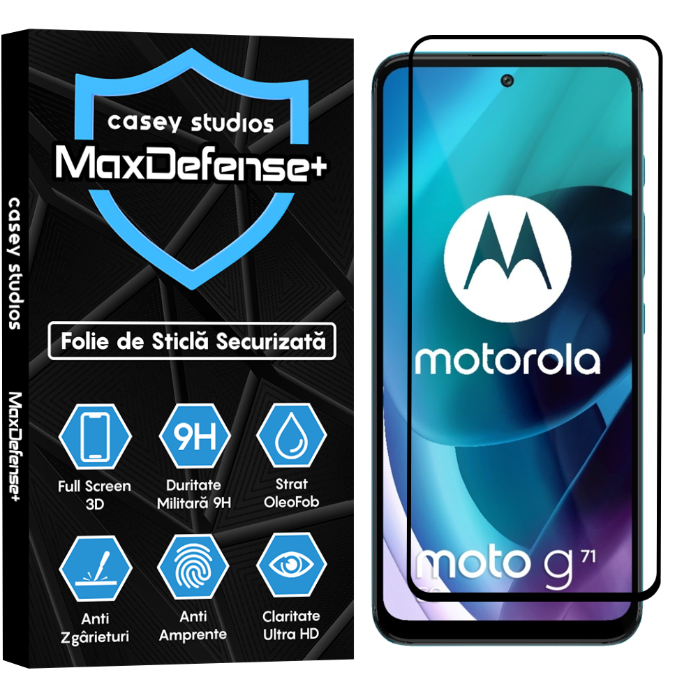 Folie Sticla MaxDefense+ - Motorola Moto G31/Moto G41/Moto G62 5G/Moto G71 5G - Negru