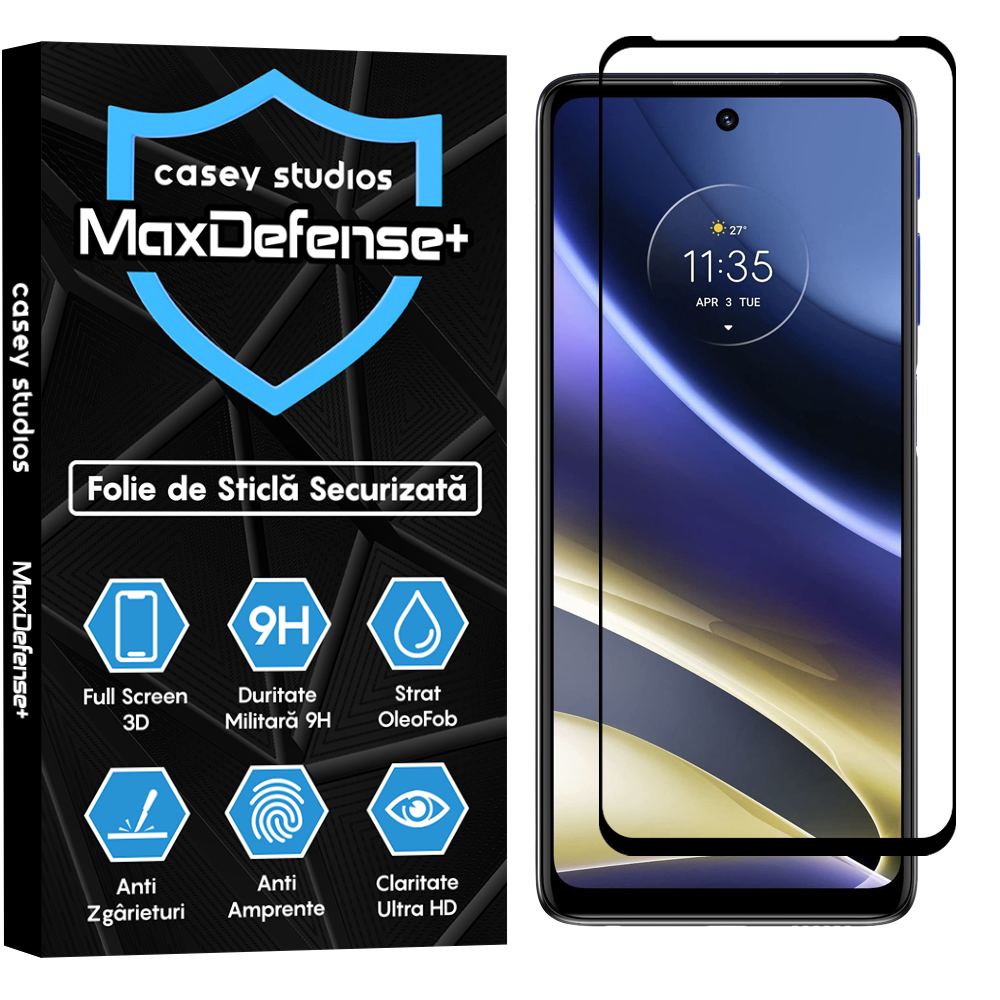 Folie Sticla MaxDefense+ - Motorola Moto G51 5G - Negru