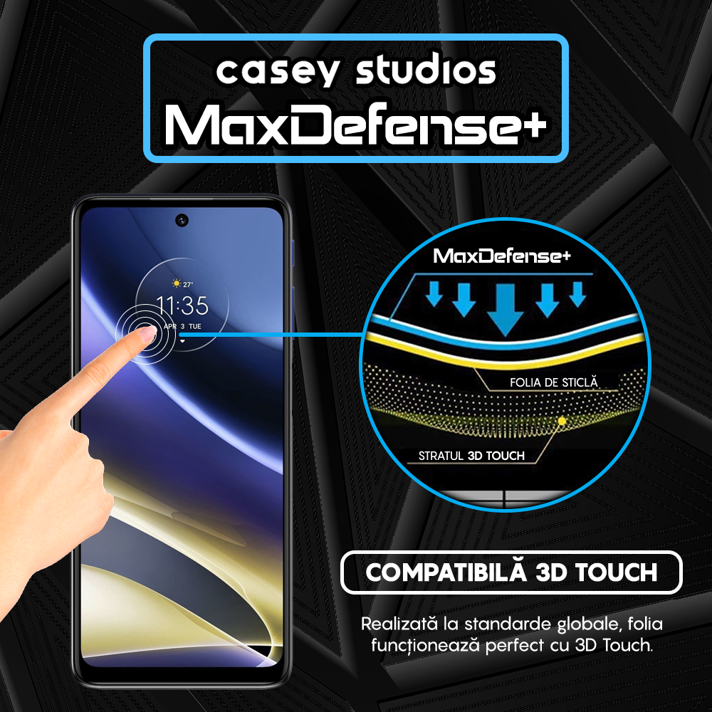 Folie Sticla MaxDefense+ - Motorola Moto G51 5G - Negru