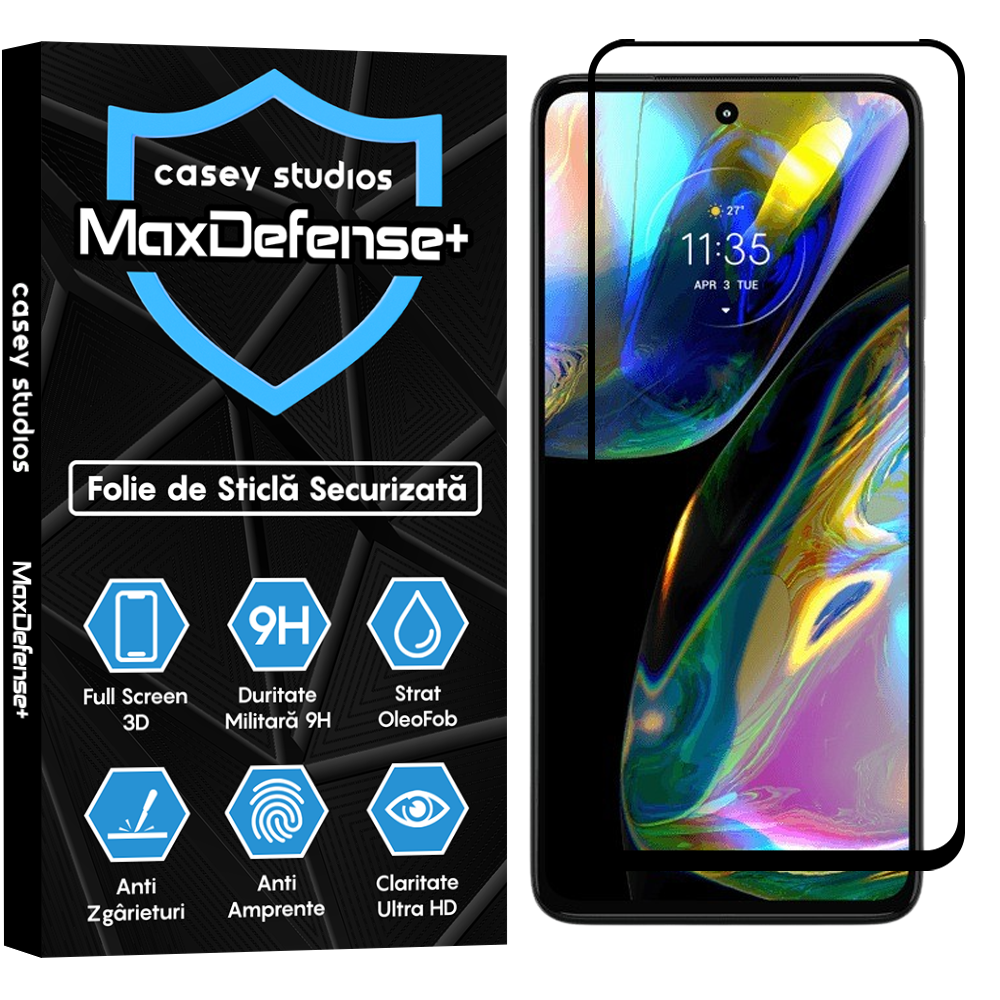 Folie Sticla MaxDefense+ - Motorola Moto G52/Moto G82 5G - Negru