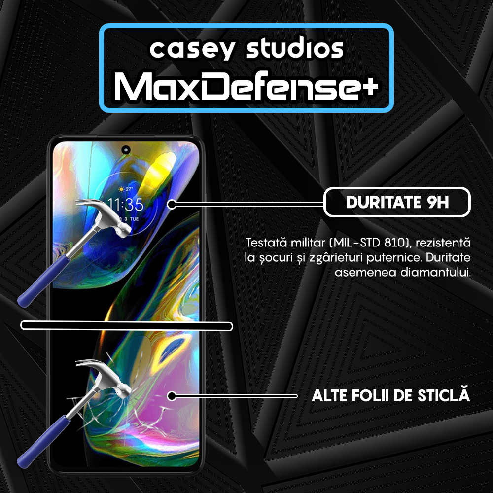 Folie Sticla MaxDefense+ - Motorola Moto G52/Moto G82 5G - Negru