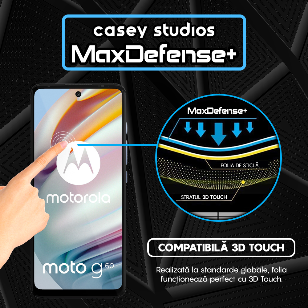 Folie Sticla MaxDefense+ - Motorola Moto G60/Moto G60S - Negru