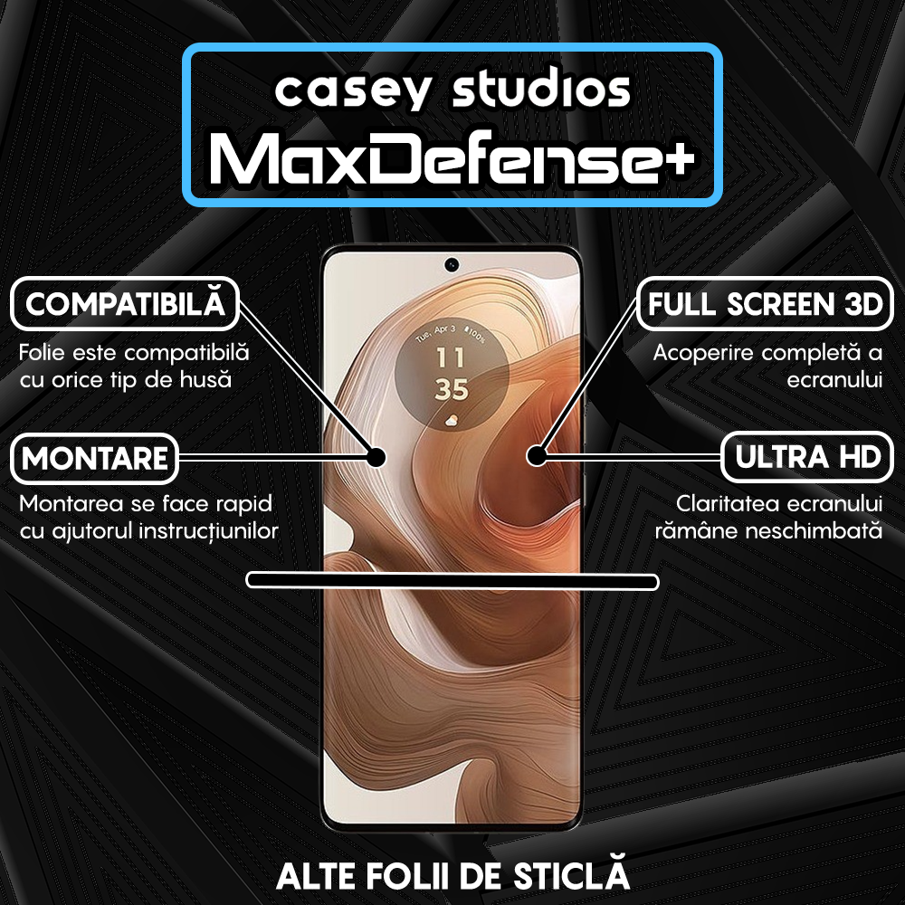 Folie Sticla MaxDefense+ - Motorola S50 Neo - Negru