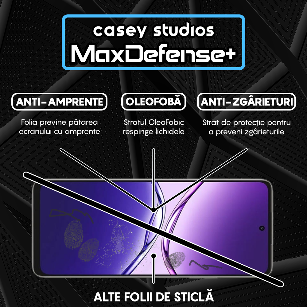 Folie Sticla MaxDefense+ - Oppo A5 Pro - Negru