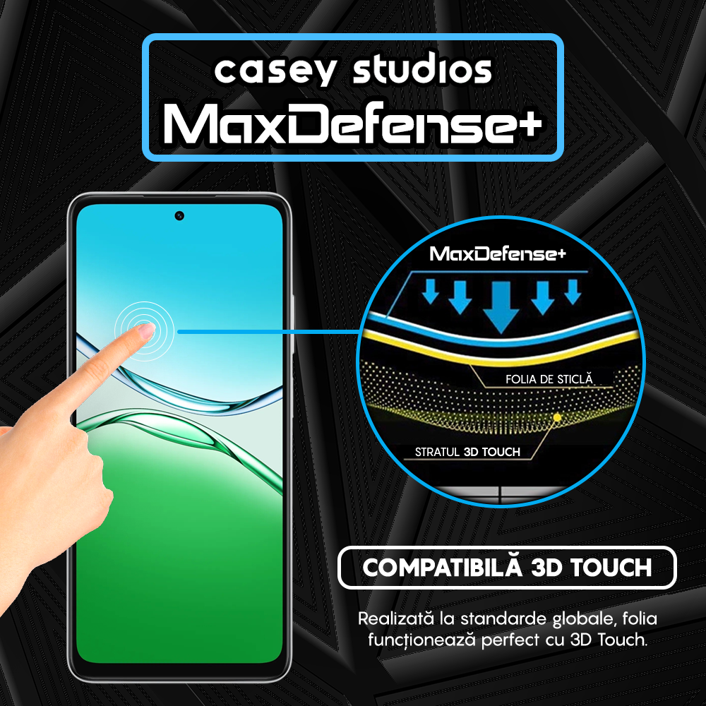 Folie Sticla MaxDefense+ - Oppo A5 Pro 5G - Negru