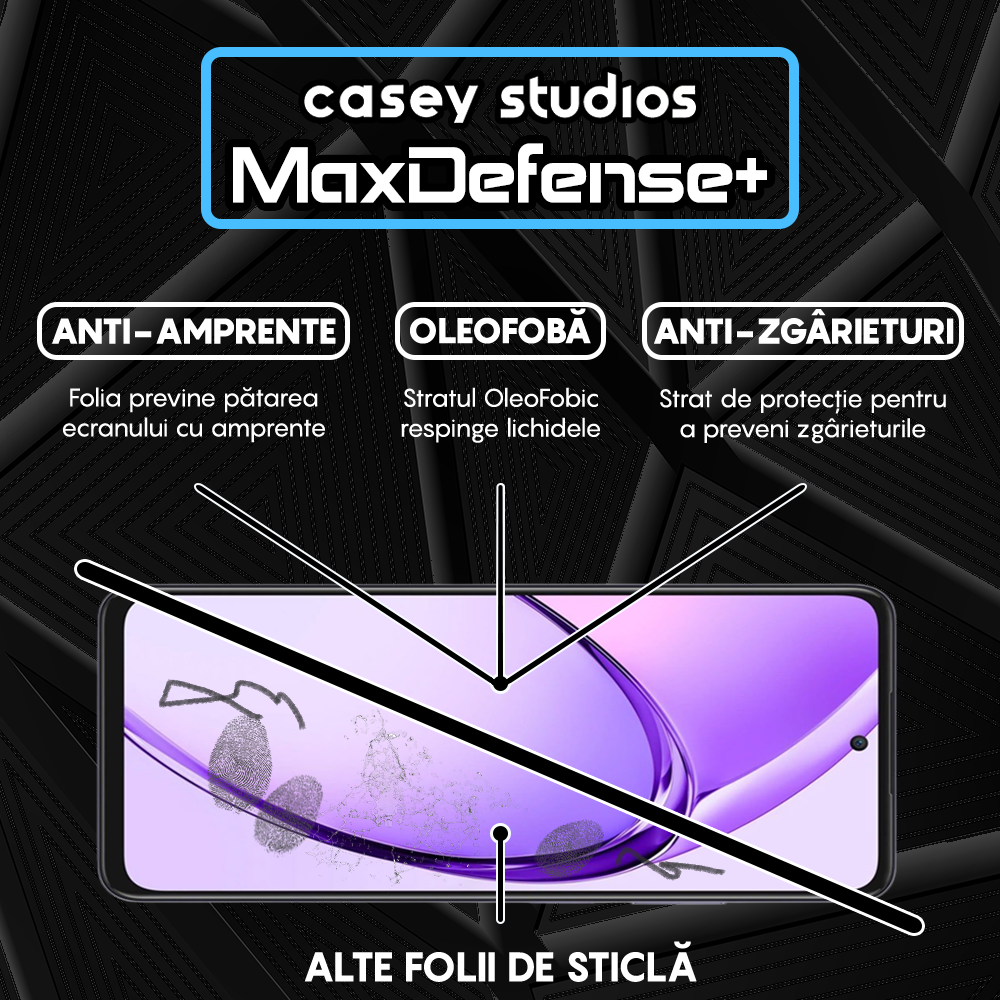 Folie Sticla MaxDefense+ - Oppo A80 - Negru