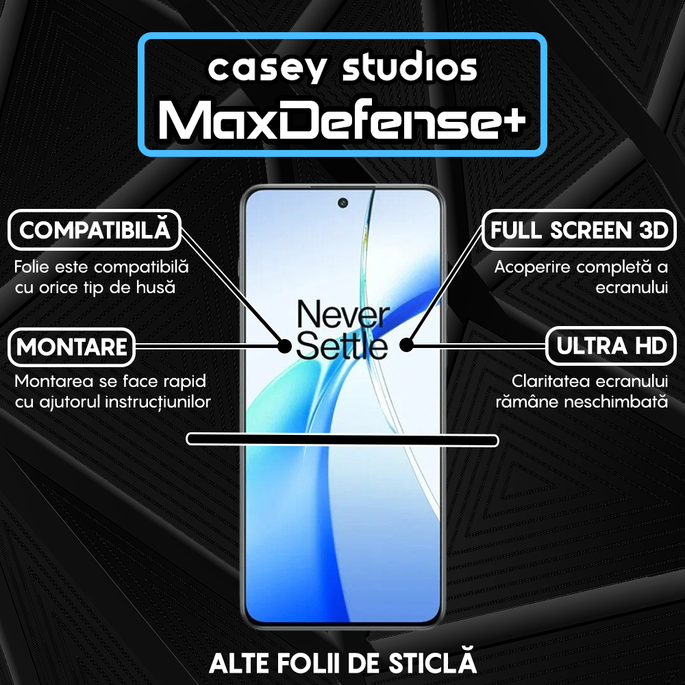 Folie Sticla MaxDefense+ - OnePlus Ace 2 - Negru