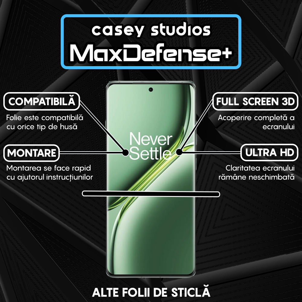Folie Sticla MaxDefense+ - OnePlus Ace 3 Pro - Negru