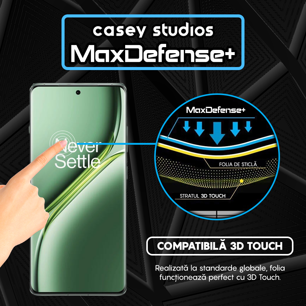 Folie Sticla MaxDefense+ - OnePlus Ace 3 Pro - Negru
